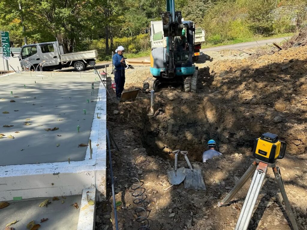 【東川町】基礎工事が終了し浄化槽の工事進行中